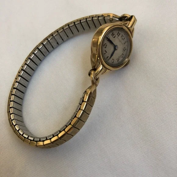 Vintage Hamilton S & W Ladies Watch 14k Gold Filled NOT Working Speidel Stretch - Picture 1 of 14